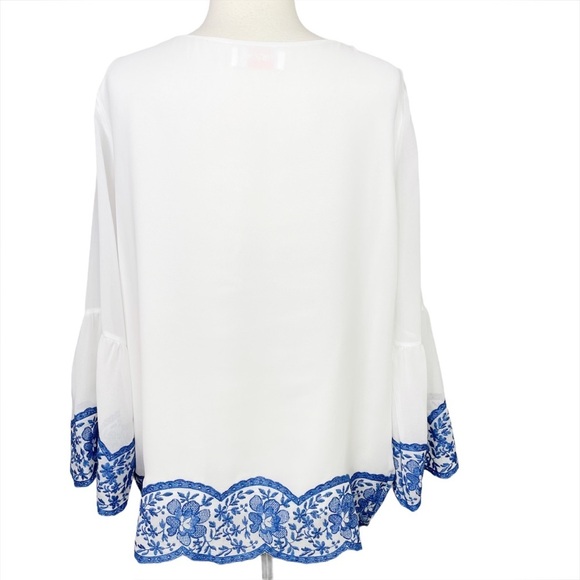 Renee C. Cate Embroidered Bell Sleeve Blouse - Picture 9 of 9